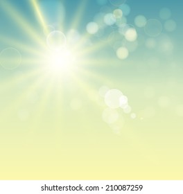Vector illustration of Summer background with bright sun