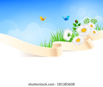 Vector illustration of Summer background with grass