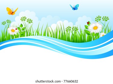 Vector illustration of Summer background with grass