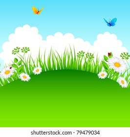 Vector illustration of Summer background with grass