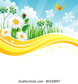 Vector illustration of Summer background with grass