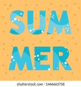 Vector illustration summer background with sand and sea, beach, waves, summer, warm