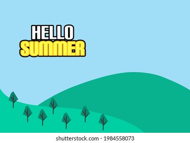 
Ilustración vectorial del fondo de banner de verano gráfico con la naturaleza y el concepto de árboles