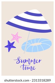 Vector illustration of summer beach.