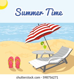 Vector illustration of summer beach