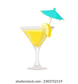 Vektorgrafik von Sommer, Strand, alkoholischer Cocktail einzeln auf weißem Hintergrund.