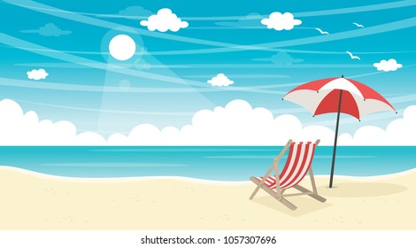 Vector Illustration Summer Beach Background Stock Vector (Royalty Free ...