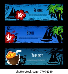 Ilustración vectorial de los banners de playa de verano