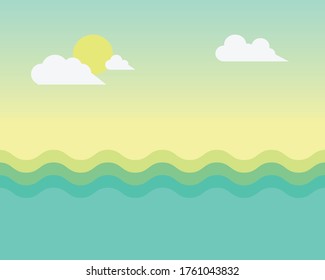 vector illustration of summer beach landscape