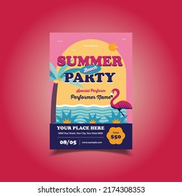 Vector Illustration of Summer Beach Party Flyer, Poster