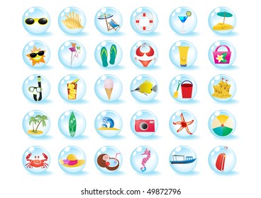 Vector illustration of summer beach travel icons