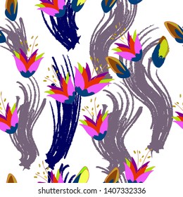 Vector illustration of summer beautiful red flowers on light background. Pattern design Wallpaper, gift wrapping,fabric Vector graphics
