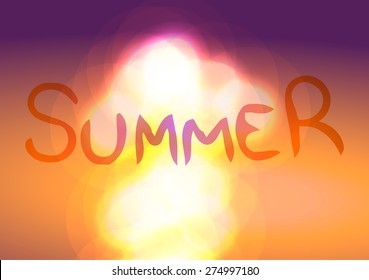 Vector Illustration. Summer. Blurred sun at sunset.