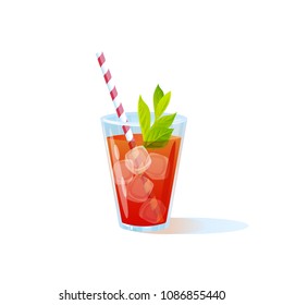 Vector illustration, summer bright cocktail isolated on a white background.