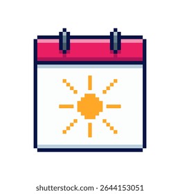 Vector Illustration of Summer Calendar with Pixel Art Design, perfect for game assets themed designs