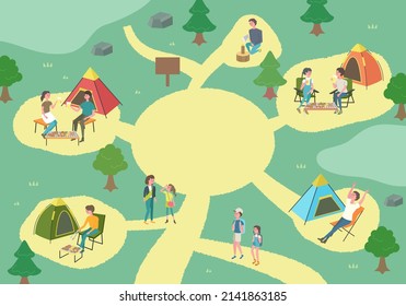 Vector illustration of summer camp.