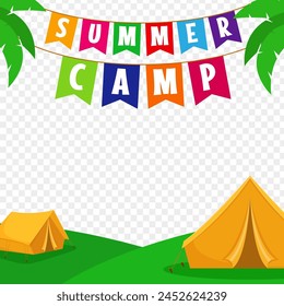 Vector illustration of summer camp elements on transparent background