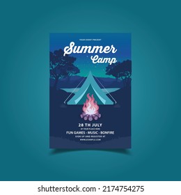 Vector Illustration of Summer Camp Flyer, Poster