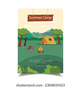 vector illustration of summer camp flyer template