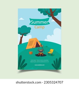 ilustración vectorial de la plantilla de volante de campamento de verano