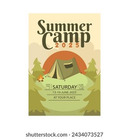 Ilustración vectorial de campamento de verano Flyer