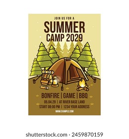 Vector Illustration of Summer Camp Flyer Poster