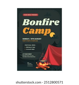 Vector Illustration of Summer Camp Flyer Template, Kids Summer Camp Flyer Template, Scouts Summer Camp Flyer Template