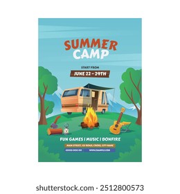 Vektorgrafik von Summer Camp Flyer Template, Kinder Summer Camp Flyer Template, Scouts Summer Camp Flyer Template