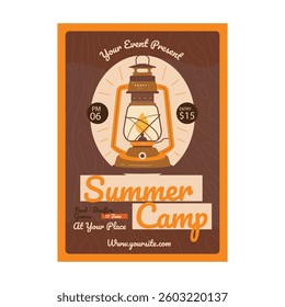 Vector illustration of summer camp flyer poster template design
