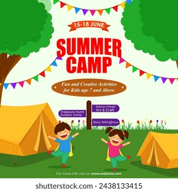 Vector illustration of Summer Camp social media feed template