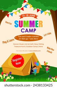 Vector illustration of Summer Camp social media feed A4 template