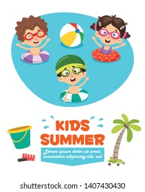 Vector Illustration Of Summer Children