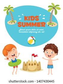 Vector Illustration Of Summer Children