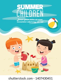 Vector Illustration Of Summer Children