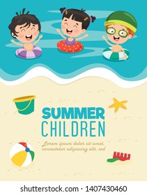 Vector Illustration Of Summer Children