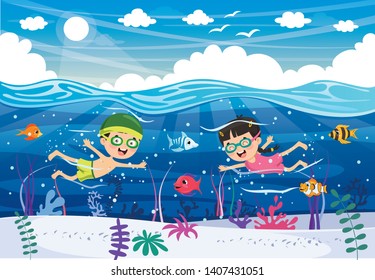 Vector Illustration Of Summer Children