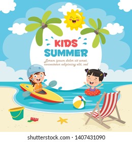 Vector Illustration Of Summer Children