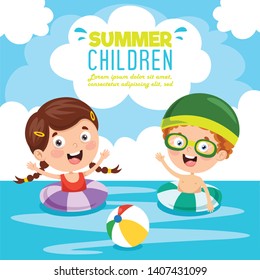 Vector Illustration Of Summer Children