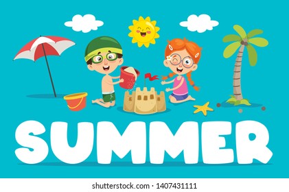 Vector Illustration Of Summer  Children
