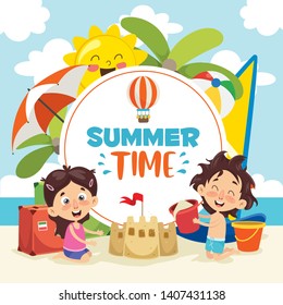 Vector Illustration Of Summer Children