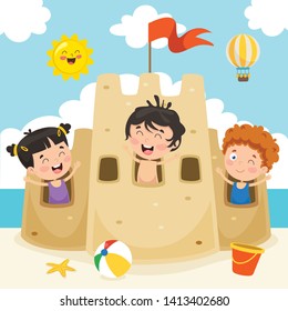Vector Illustration Of Summer Children