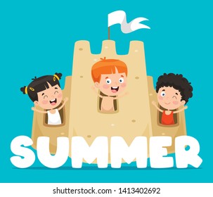 Vector Illustration Of Summer Children