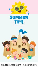 Vector Illustration Of Summer Children