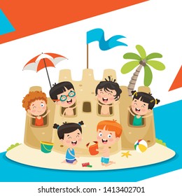Vector Illustration Of Summer Children