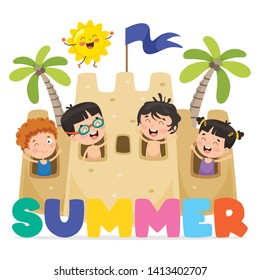 Vector Illustration Of Summer Children