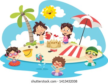 Vector Illustration Of Summer Children 