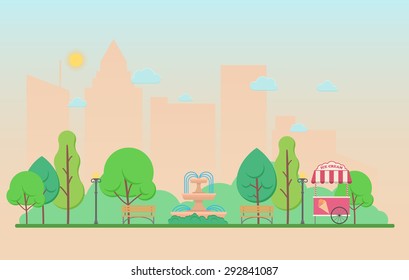 Vector illustration of a summer city park