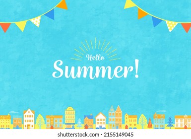 Ilustración vectorial del paisaje urbano de verano