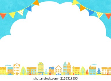 Vector illustration of summer cityscape