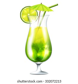 Vector illustration of a summer cocktail on a transparent background